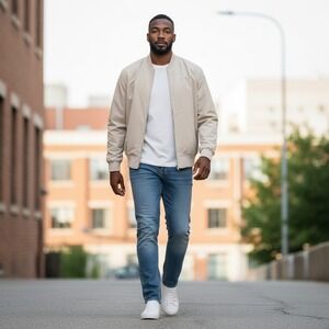 Rivian Mens 3XL Tan Full Zip Bomber Jacket Recycled Polyester Lightweight Tech